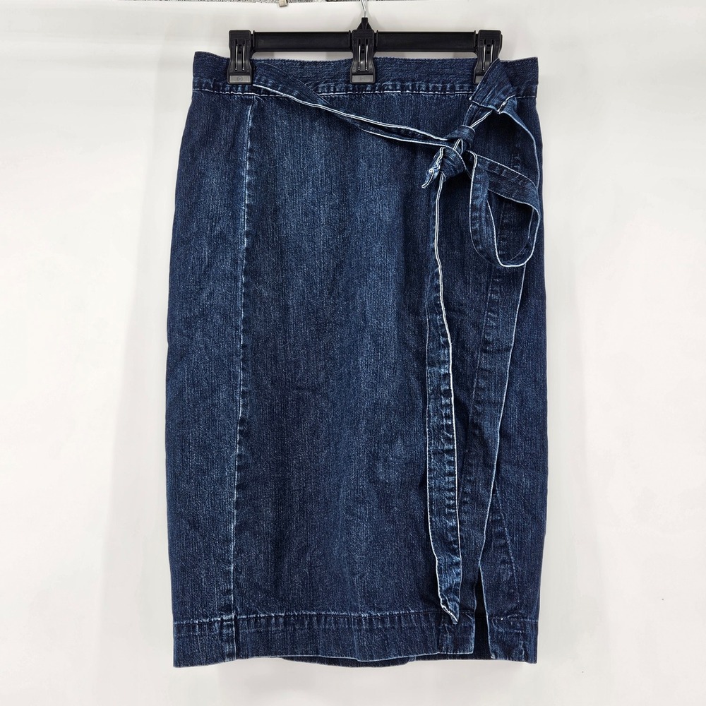 Madewell Denim Wrap Midi Skirt Cotton Size 25 Capsule Chic Office Minimalist